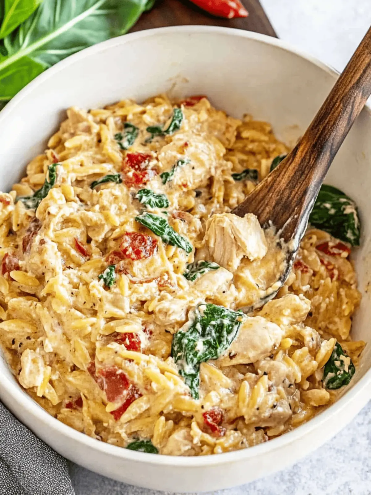 Slow Cooker Creamy Tuscan Chicken Orzo