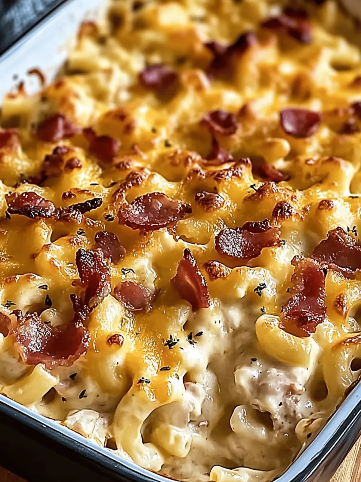 Chicken Turkey Bacon Ranch Mac and Cheese Casserole