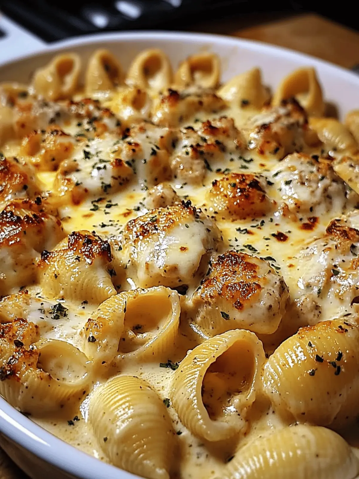 Creamy Parmesan Chicken Shells with Melted Mozzarella