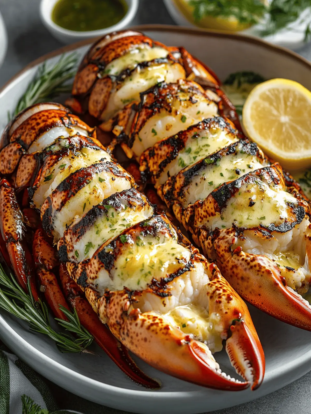 Grilled Lobster Tails with Garlic Lemon Butter Sauce
