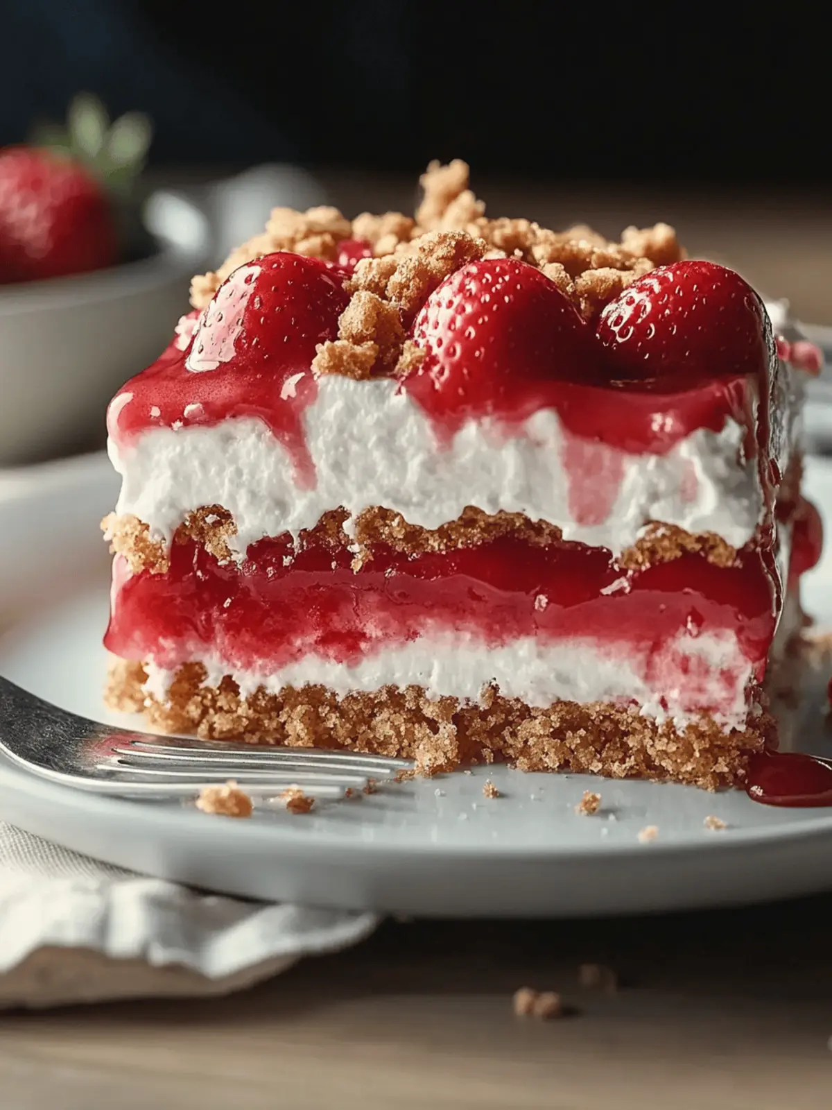 Strawberry Crunch Poke Cake