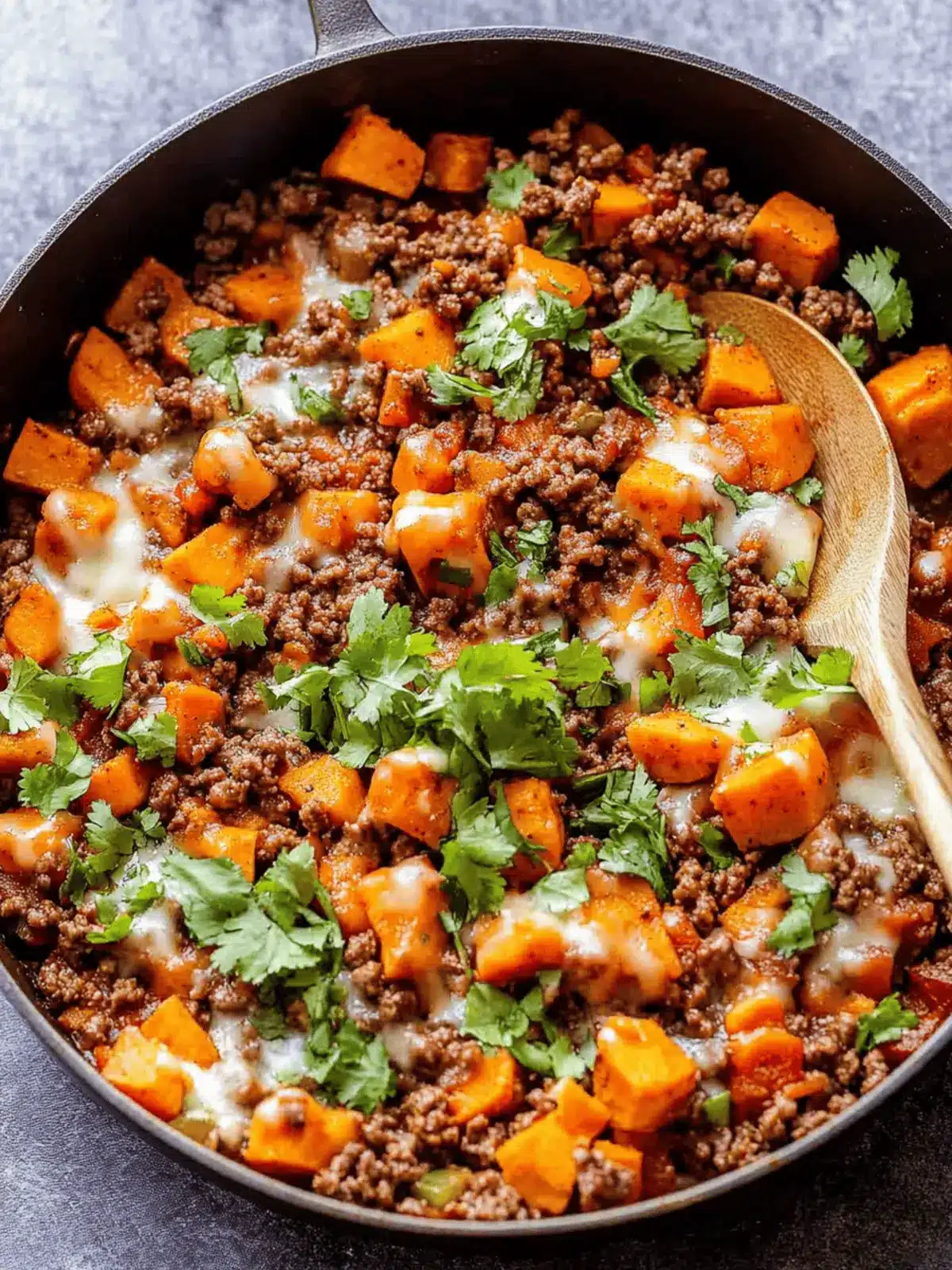 Southwest Ground Beef and Sweet Potato Skillet