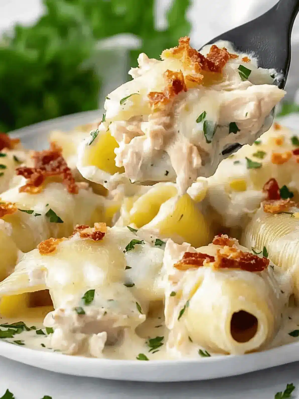 Savory Chicken Alfredo Stuffed Shells