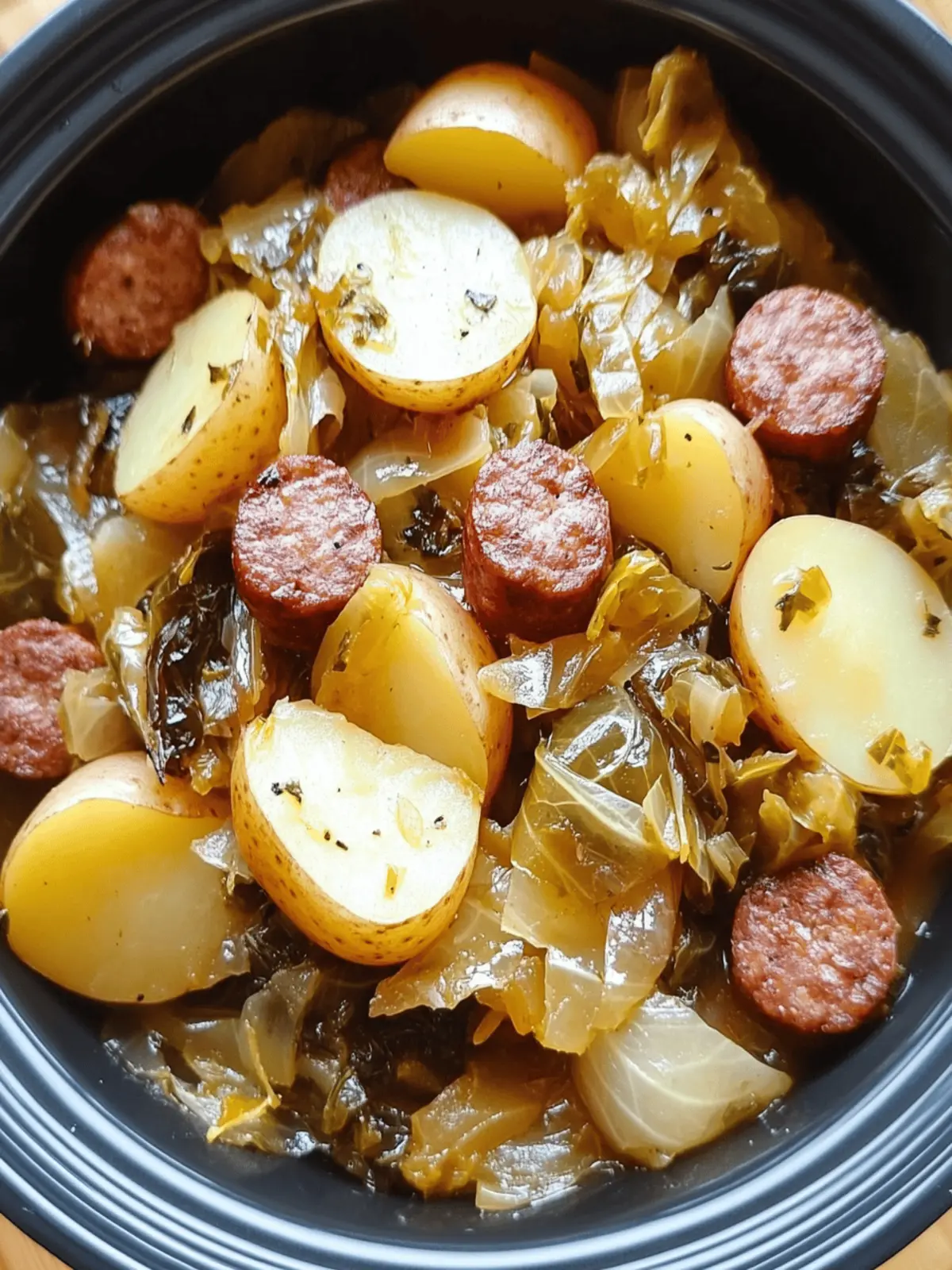 Crock Pot Cabbage, Sausage & Potatoes