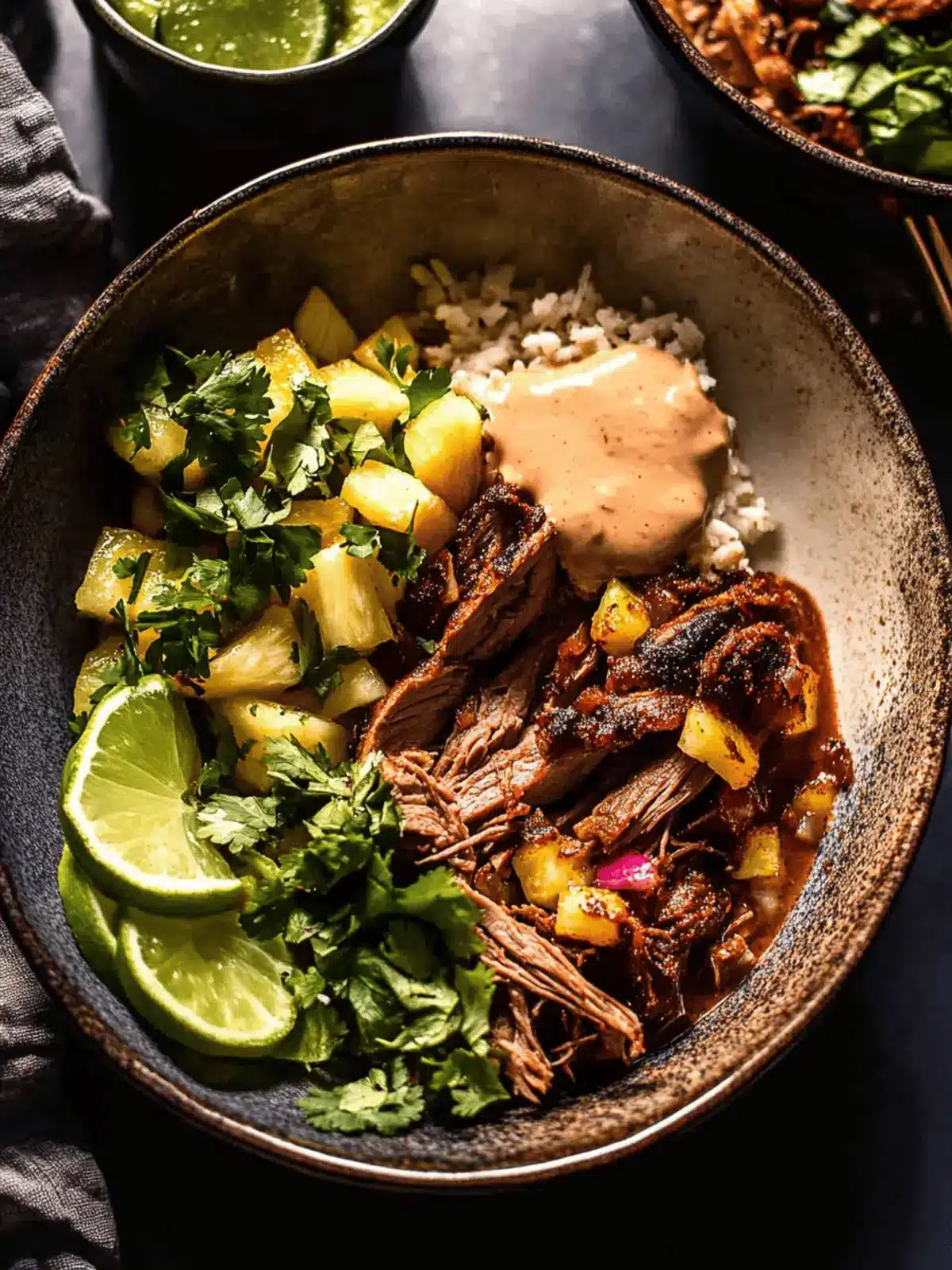 Crockpot Chipotle Pineapple Pot Roast Bowls