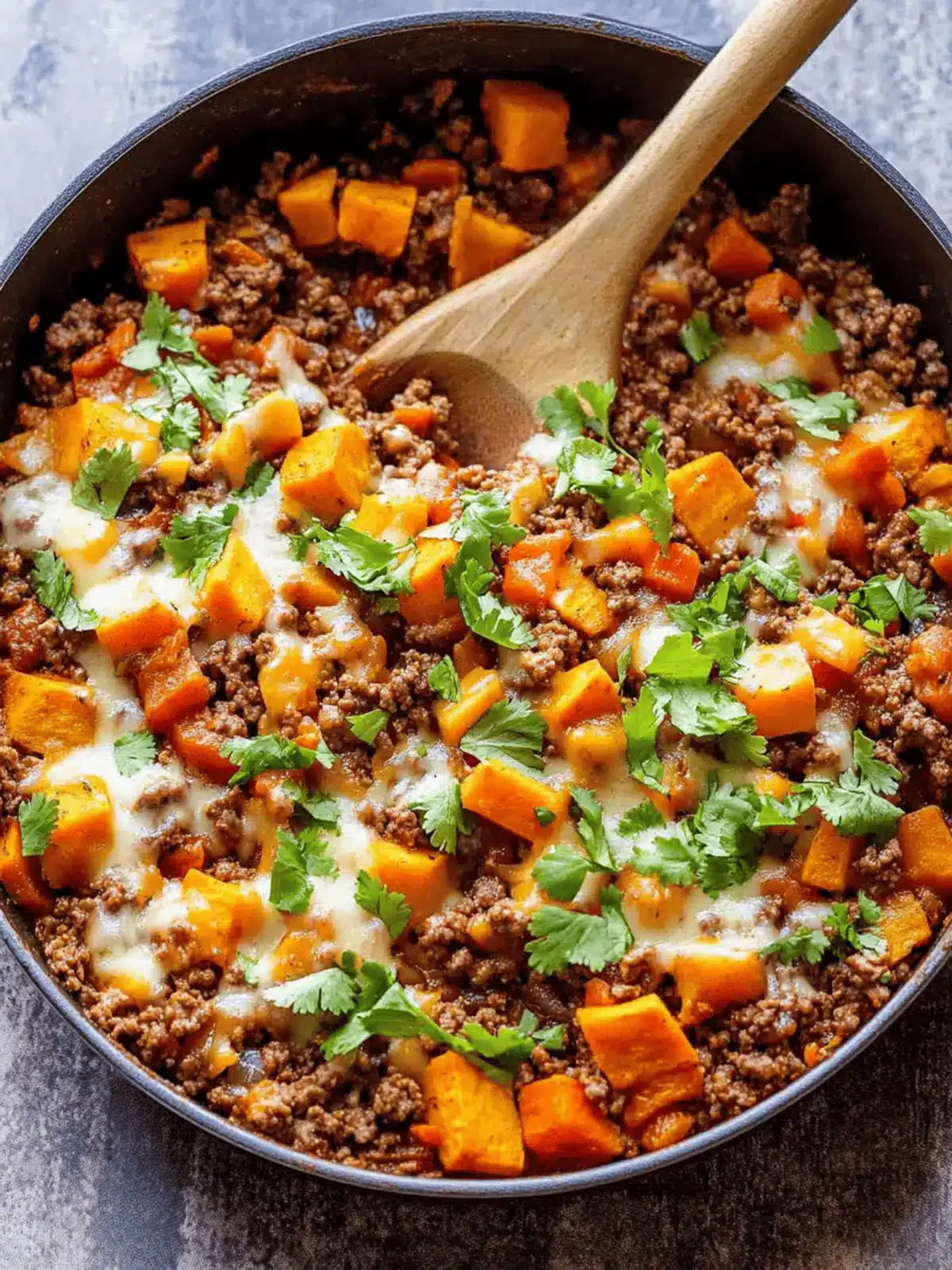 Southwest Ground Beef and Sweet Potato Skillet
