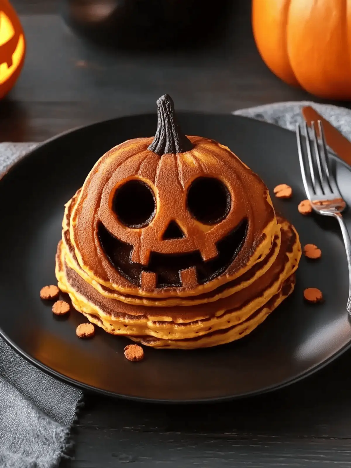 Spooktacular and Fun Jack O Lantern Pancakes
