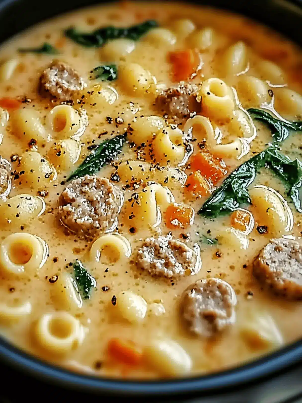 Creamy Parmesan Italian Sausage Ditalini Soup