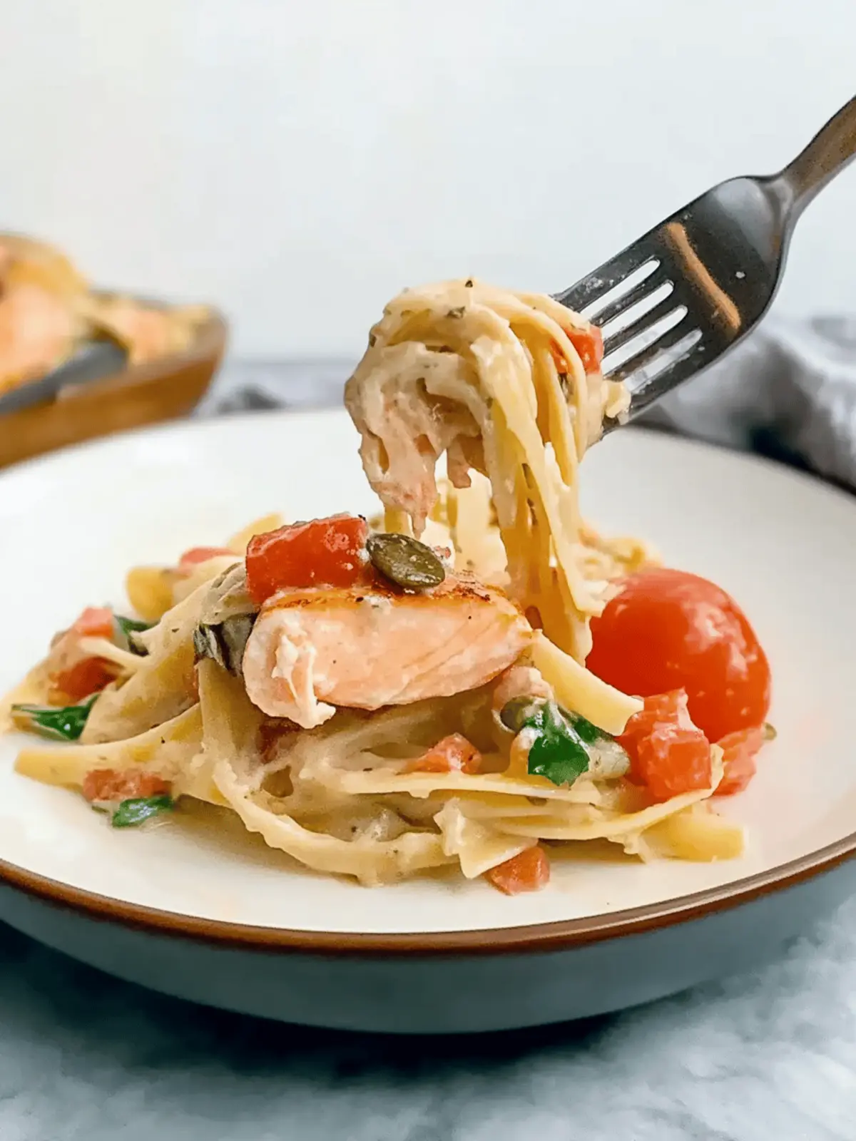 Healthy & Creamy Tuscan Salmon Pasta