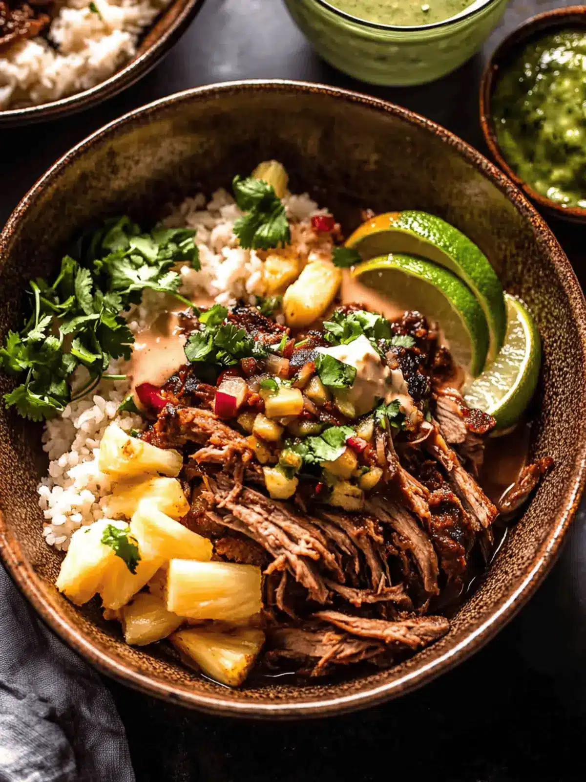 Crockpot Chipotle Pineapple Pot Roast Bowls