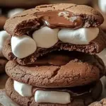 Thick Nutella Marshmallow Cookies with Fudgy Layers