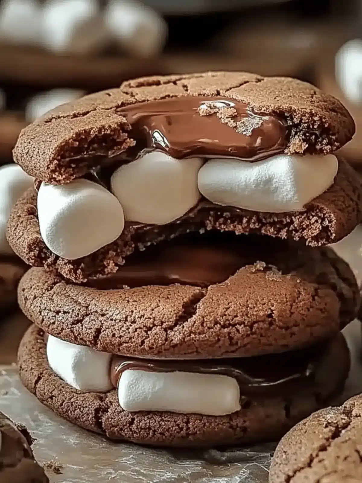 Thick Nutella Marshmallow Cookies with Fudgy Layers