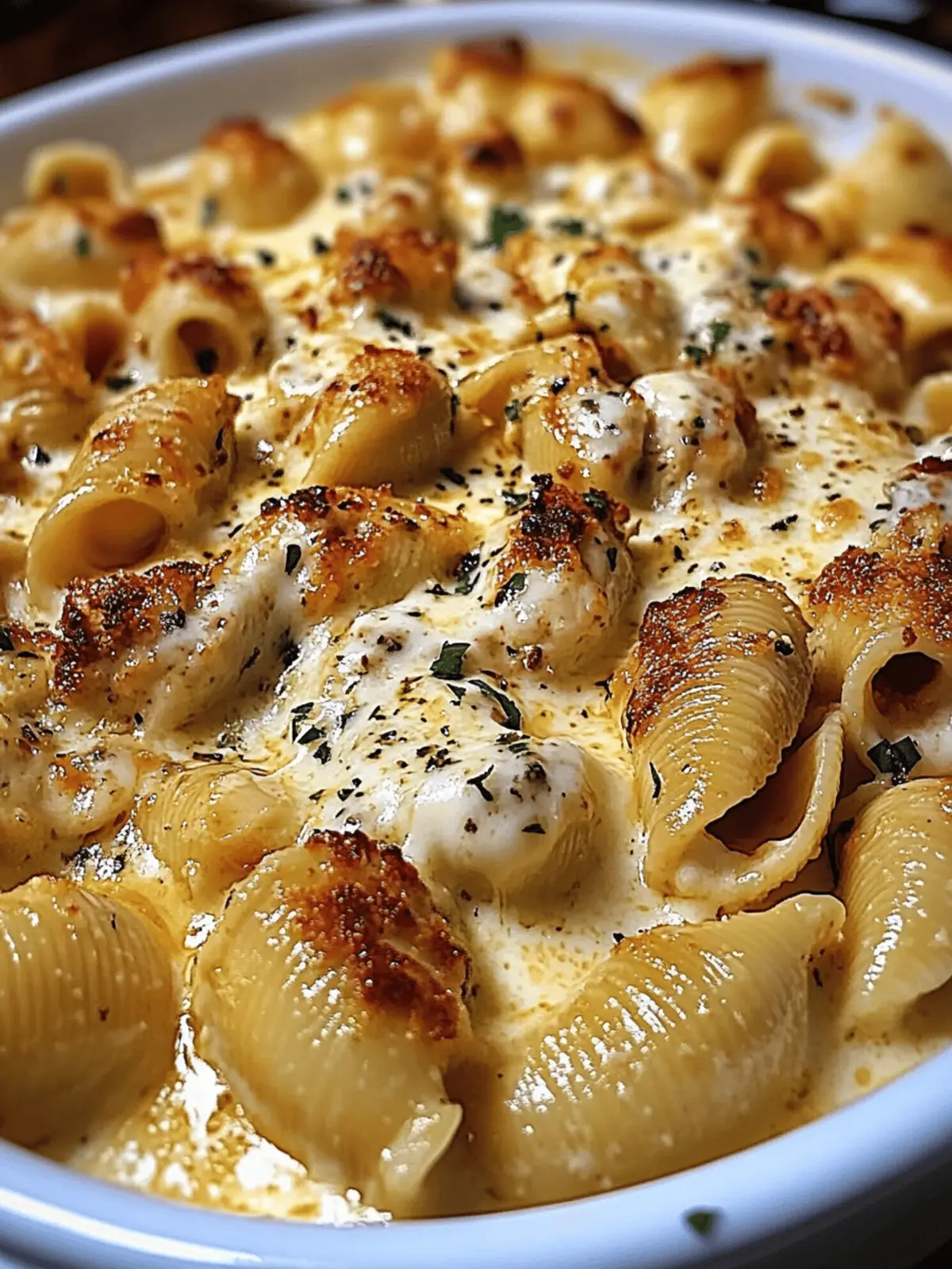 Creamy Parmesan Chicken Shells with Melted Mozzarella