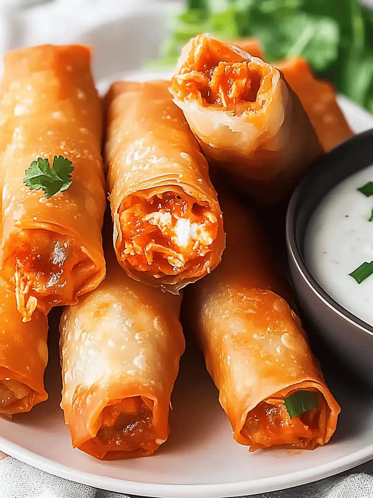 Delicious Buffalo Chicken Egg Rolls