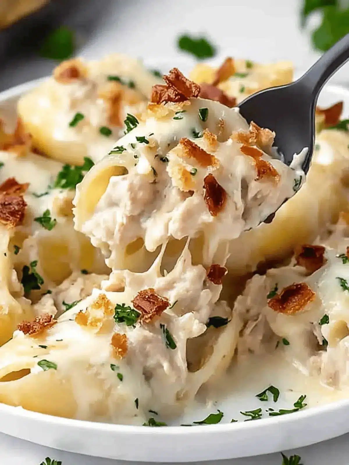 Savory Chicken Alfredo Stuffed Shells