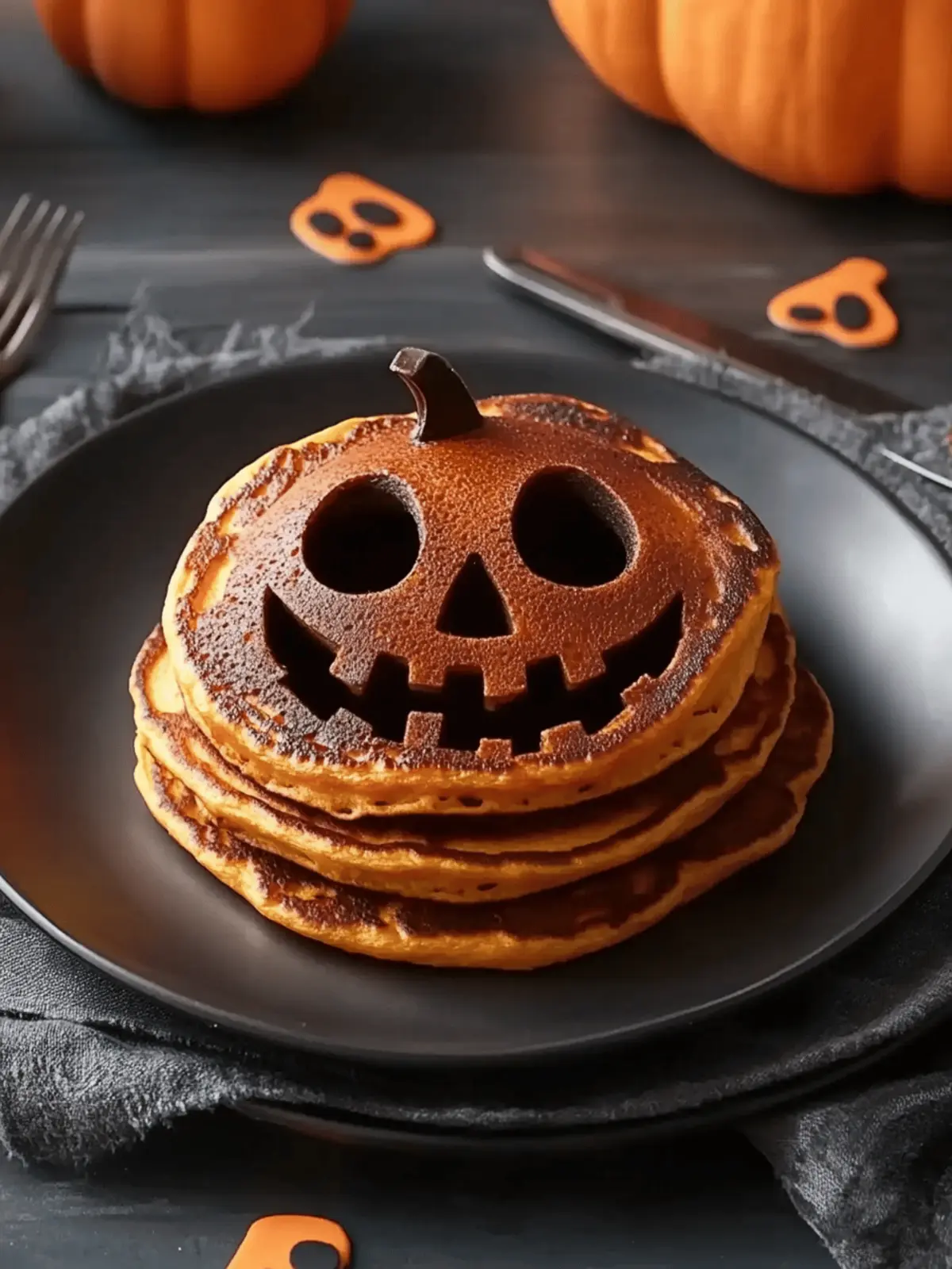 Spooktacular and Fun Jack O Lantern Pancakes