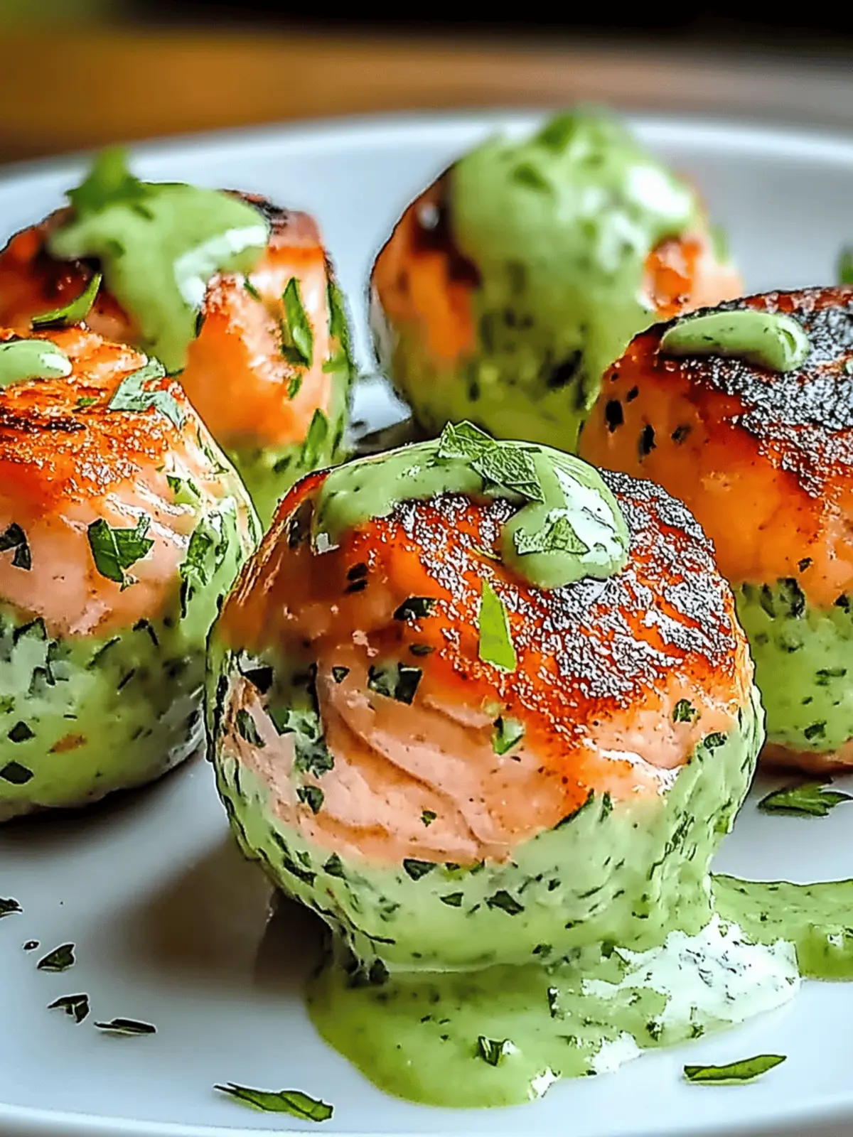 Salmon Balls with Creamy Avocado Sauce
