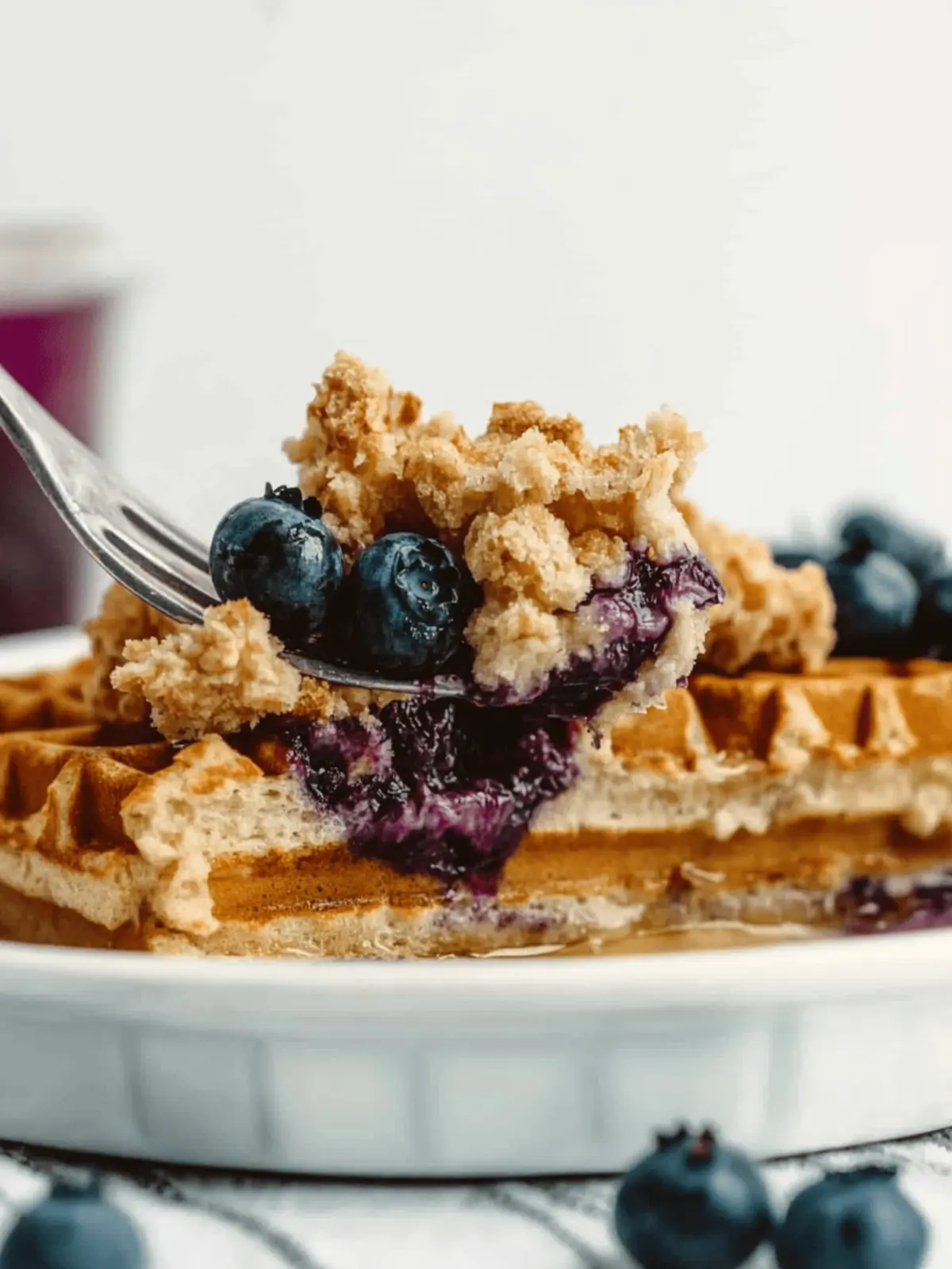 Overnight Blueberry Waffle Casserole