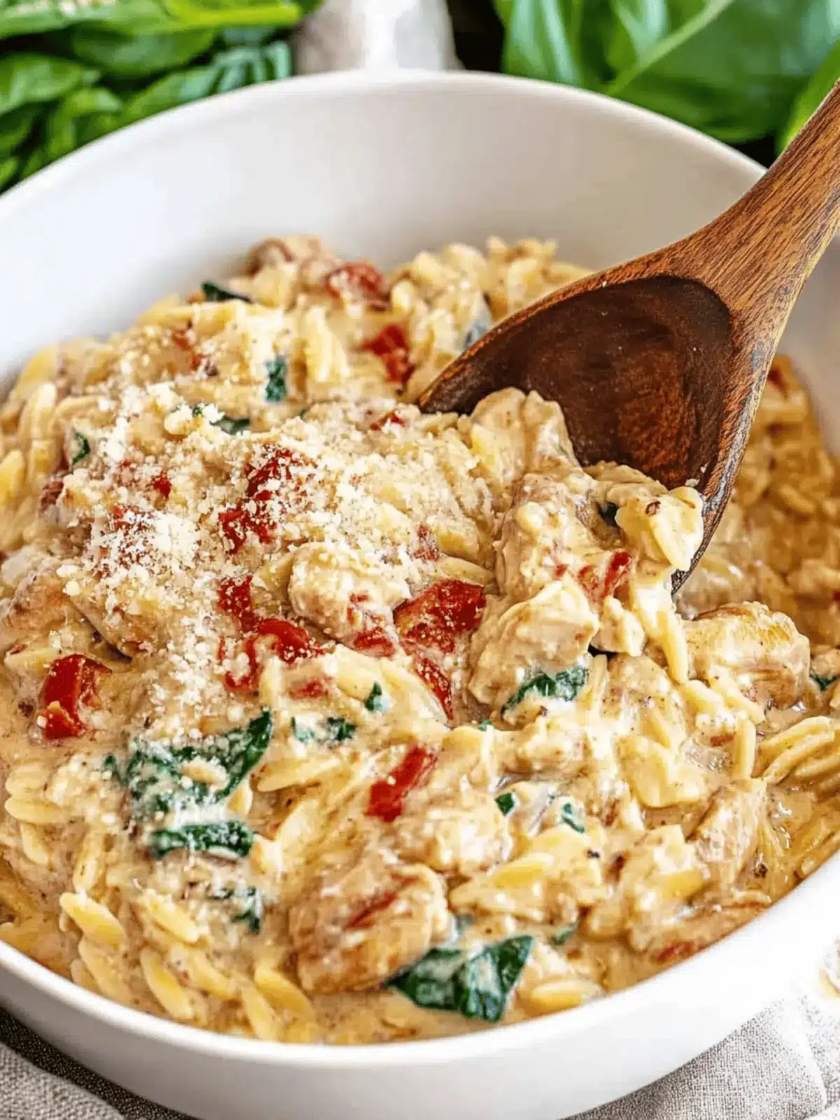 Slow Cooker Creamy Tuscan Chicken Orzo