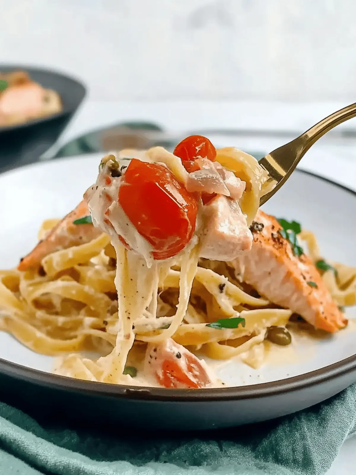 Healthy & Creamy Tuscan Salmon Pasta