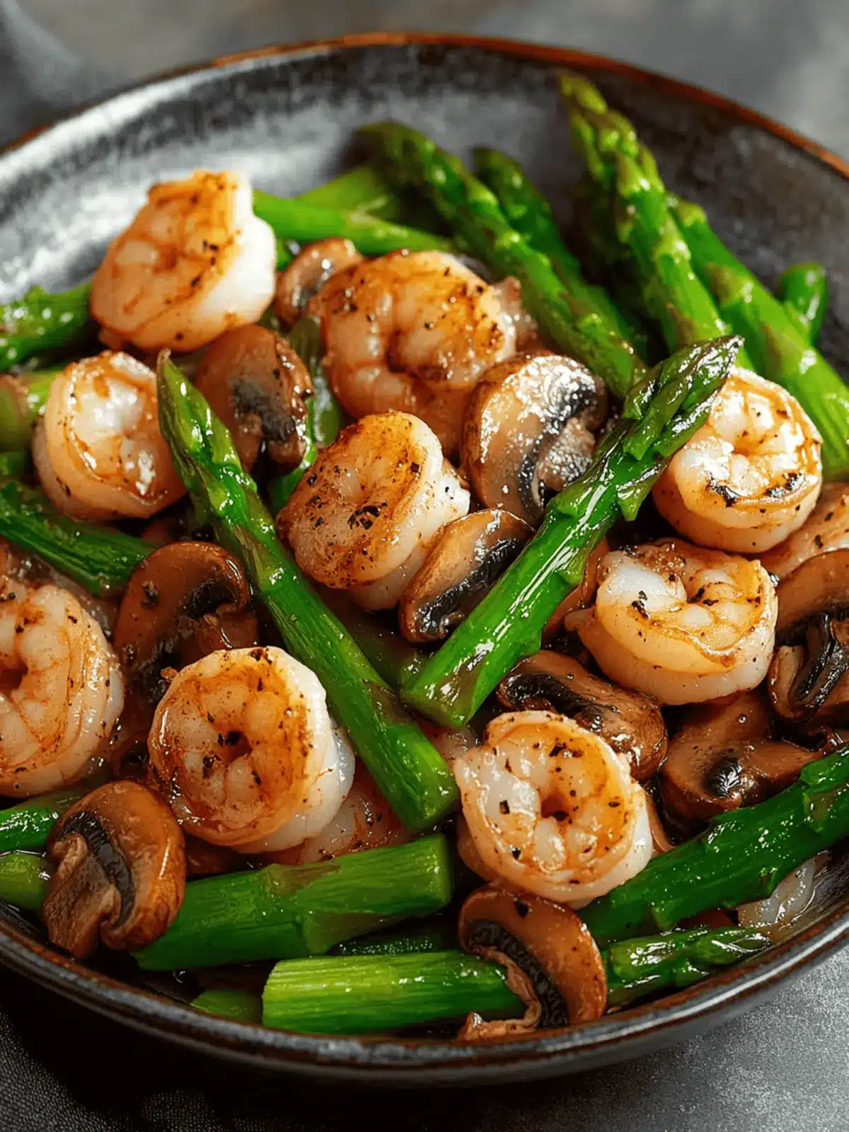 Stir-fried Shrimp Asparagus Mushrooms