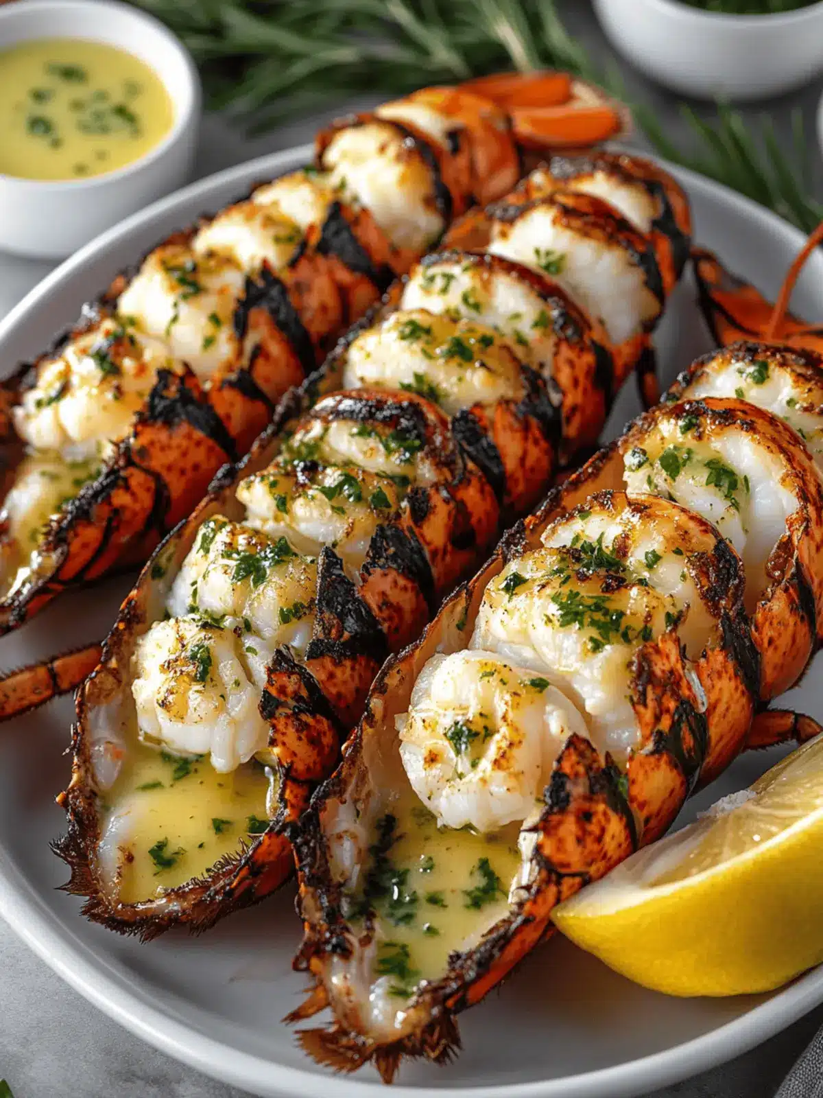 Grilled Lobster Tails with Garlic Lemon Butter Sauce
