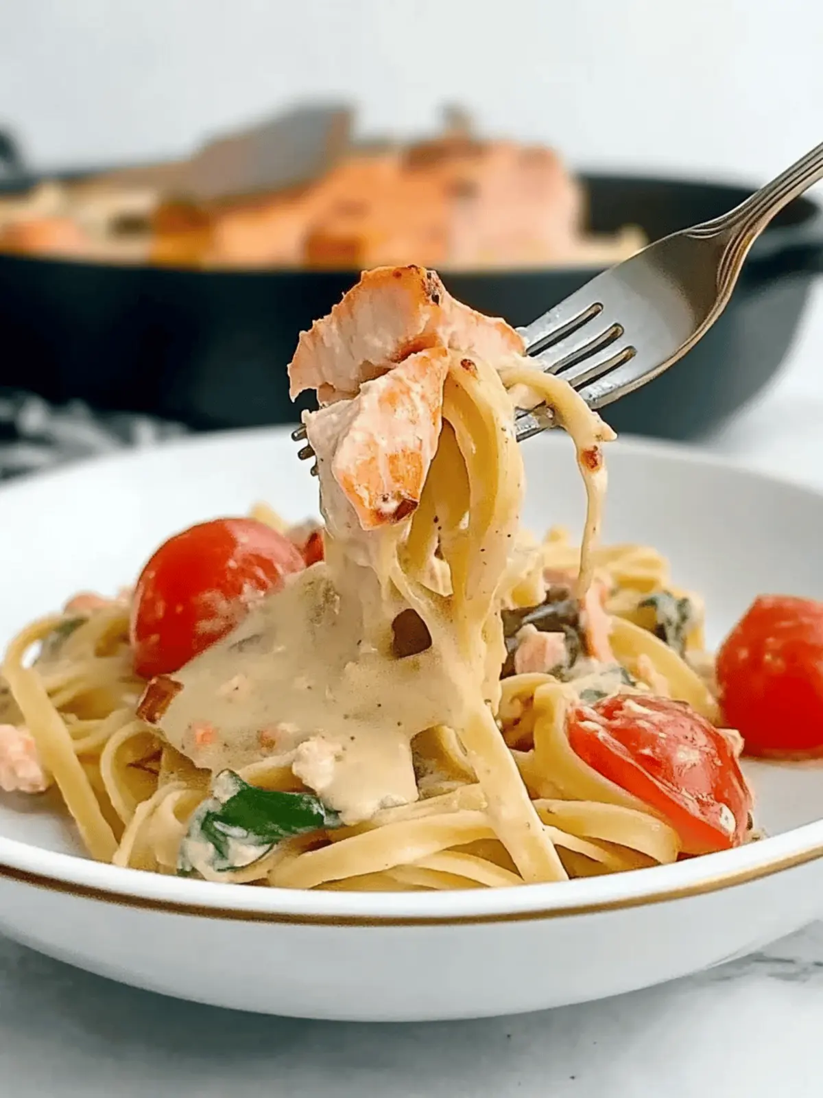 Healthy & Creamy Tuscan Salmon Pasta
