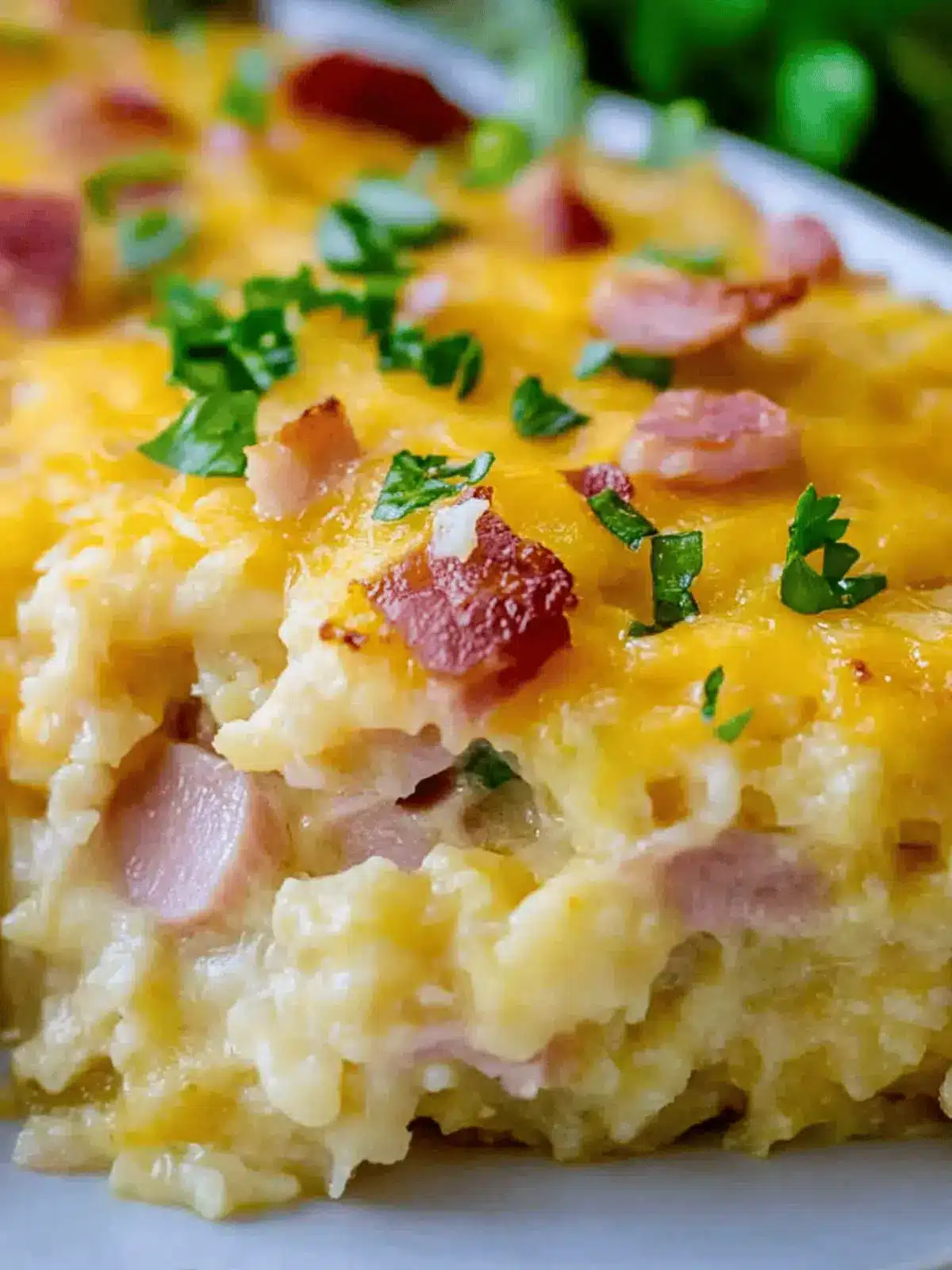 Cheesy Hashbrown Breakfast Casserole with Ham