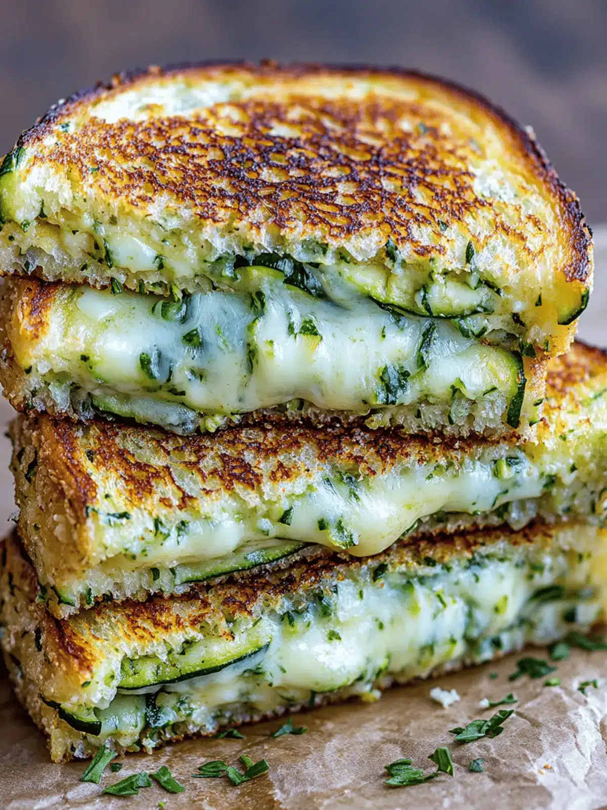 Garlic Butter Zucchini Grilled Cheese