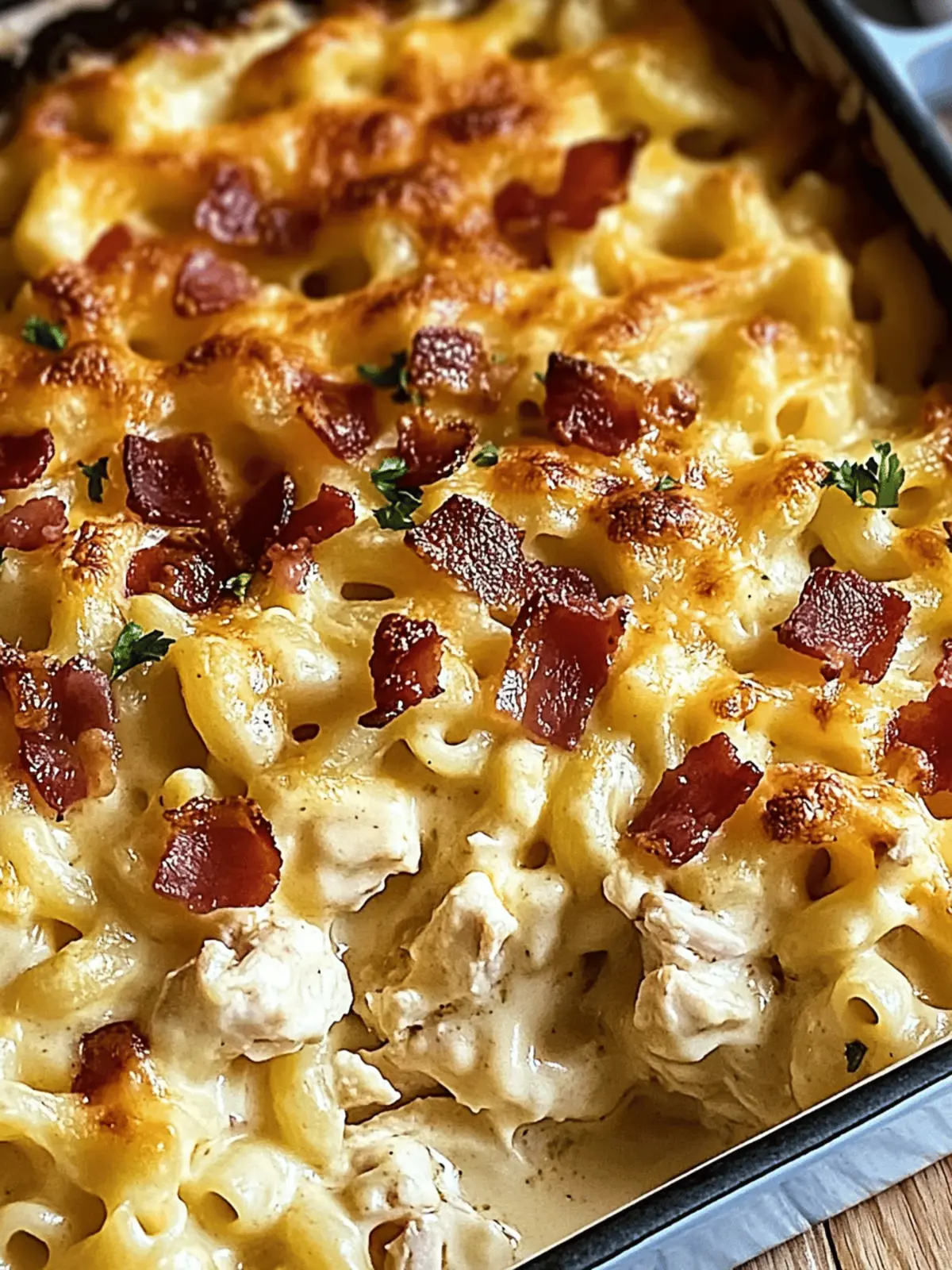 Chicken Turkey Bacon Ranch Mac and Cheese Casserole