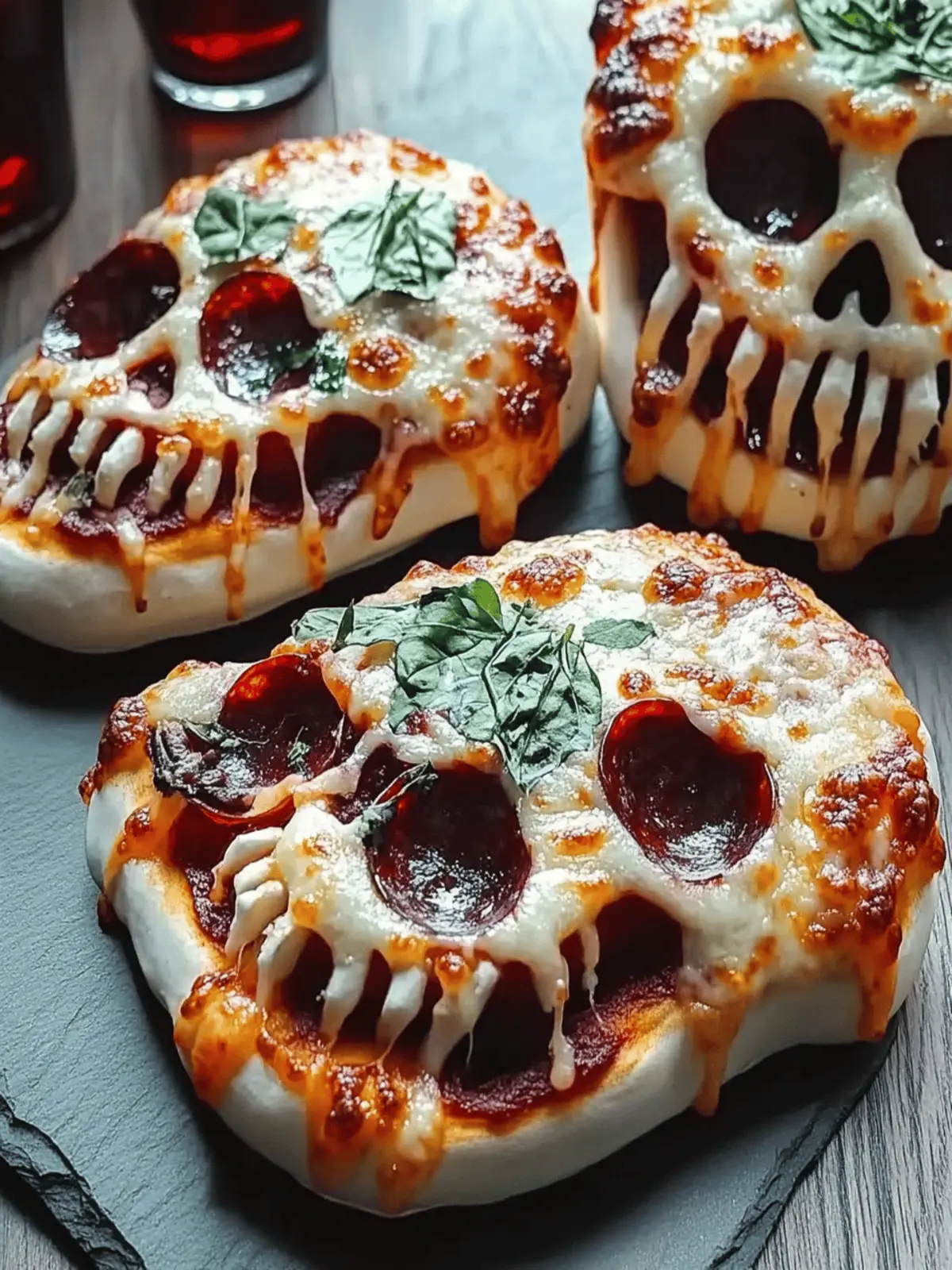 Cheesy Halloween Pizza Skulls