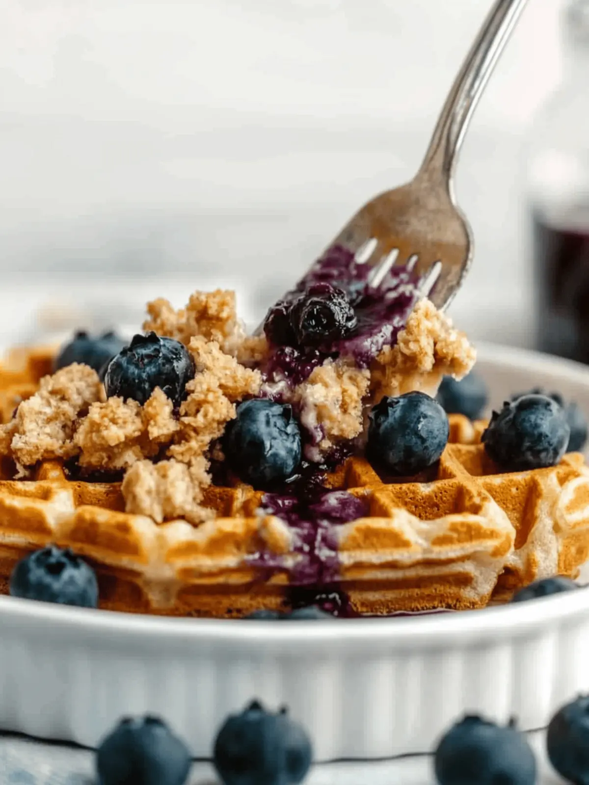 Overnight Blueberry Waffle Casserole