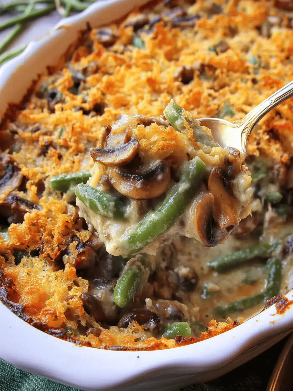 Hamburger Green Bean Casserole with Mushrooms
