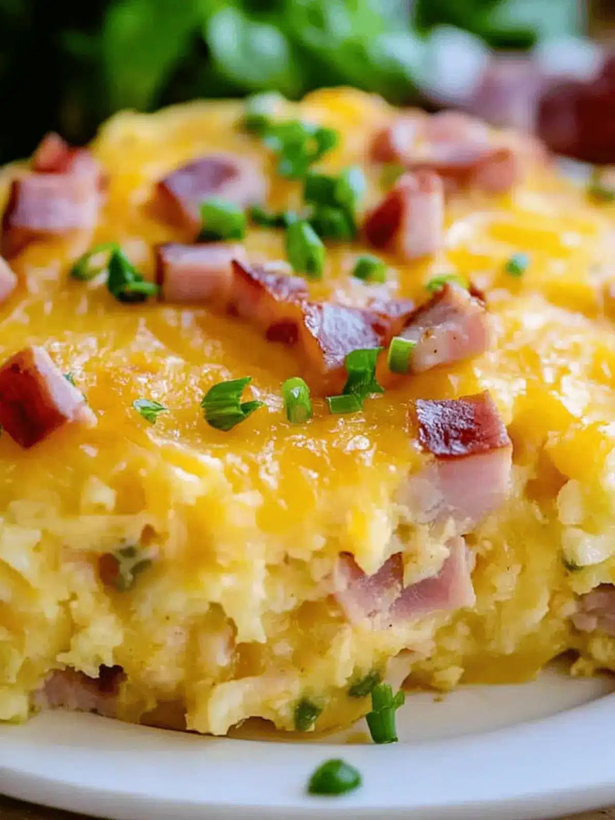Cheesy Hashbrown Breakfast Casserole with Ham
