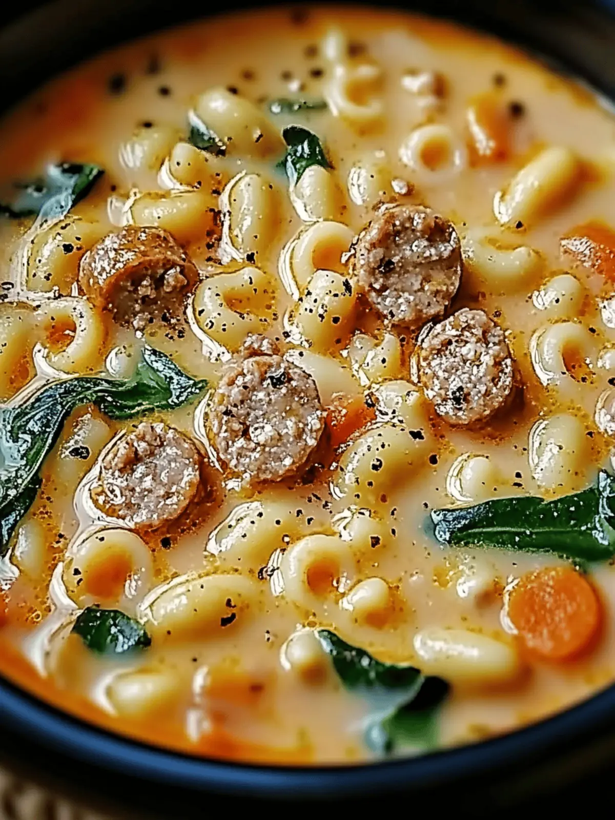 Creamy Parmesan Italian Sausage Ditalini Soup