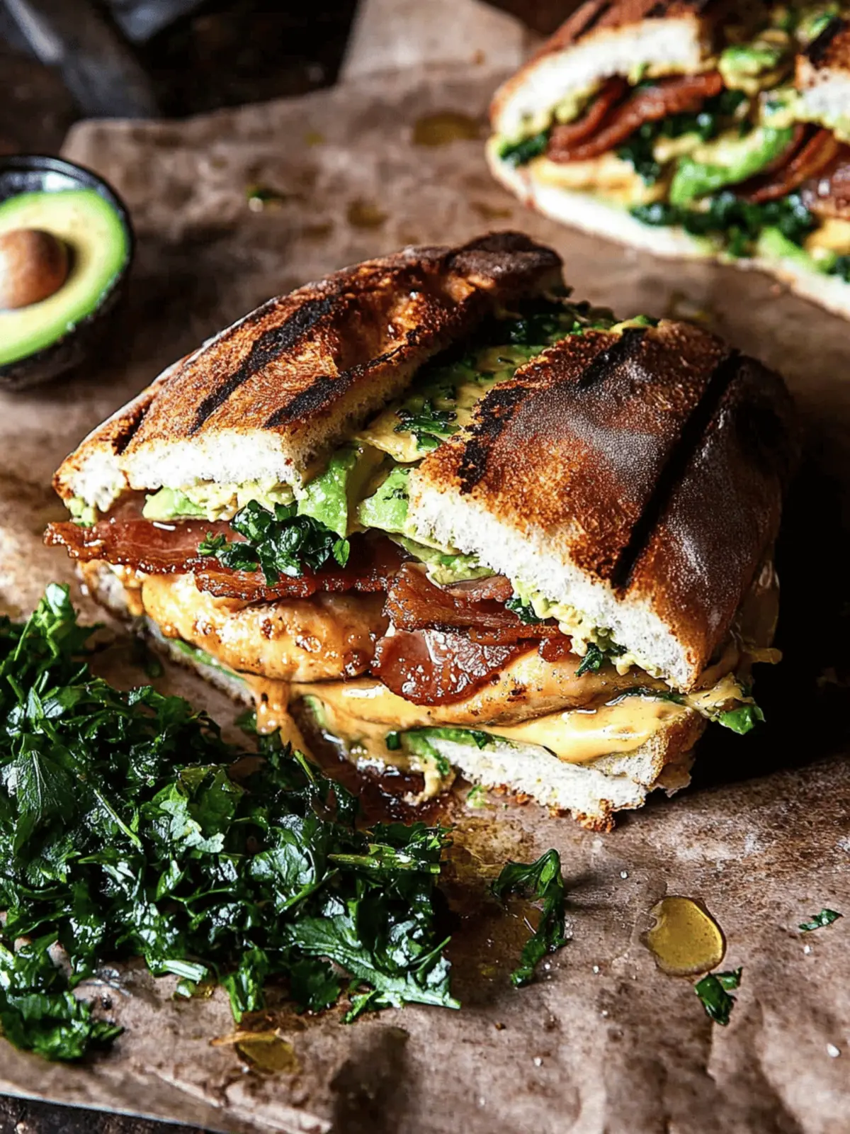 Honey Mustard Chicken, Bacon, Avocado Melt