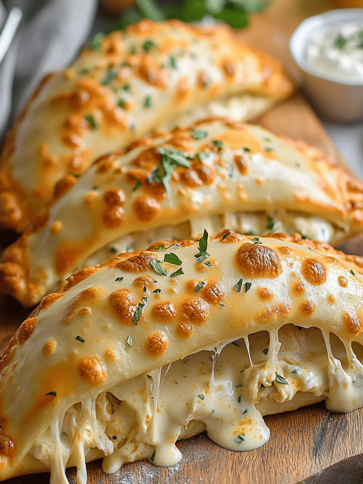Chicken Alfredo Air Fryer Calzones with Homemade Alfredo Sauce