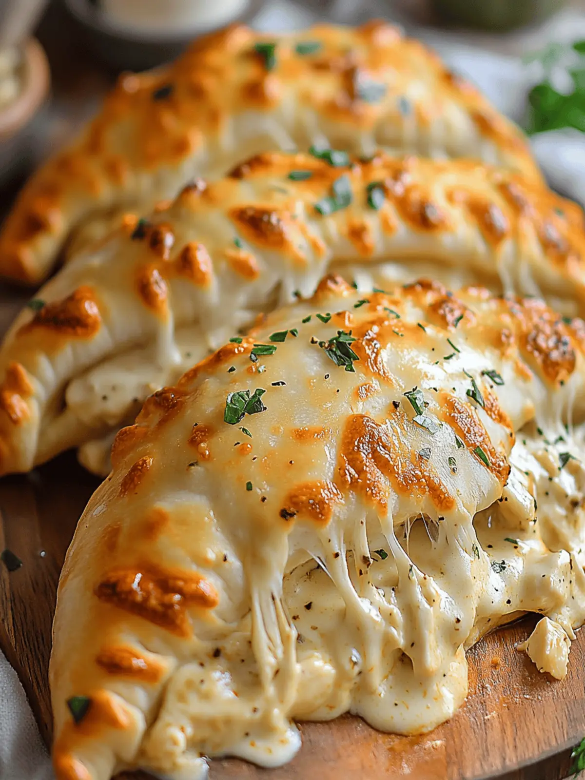 Chicken Alfredo Air Fryer Calzones with Homemade Alfredo Sauce