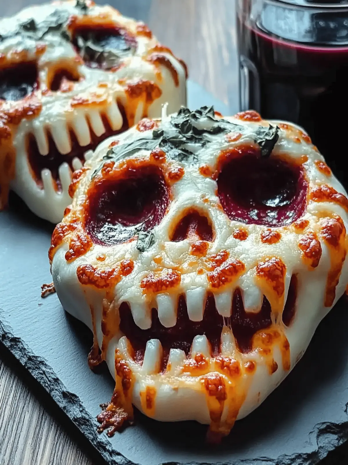 Cheesy Halloween Pizza Skulls