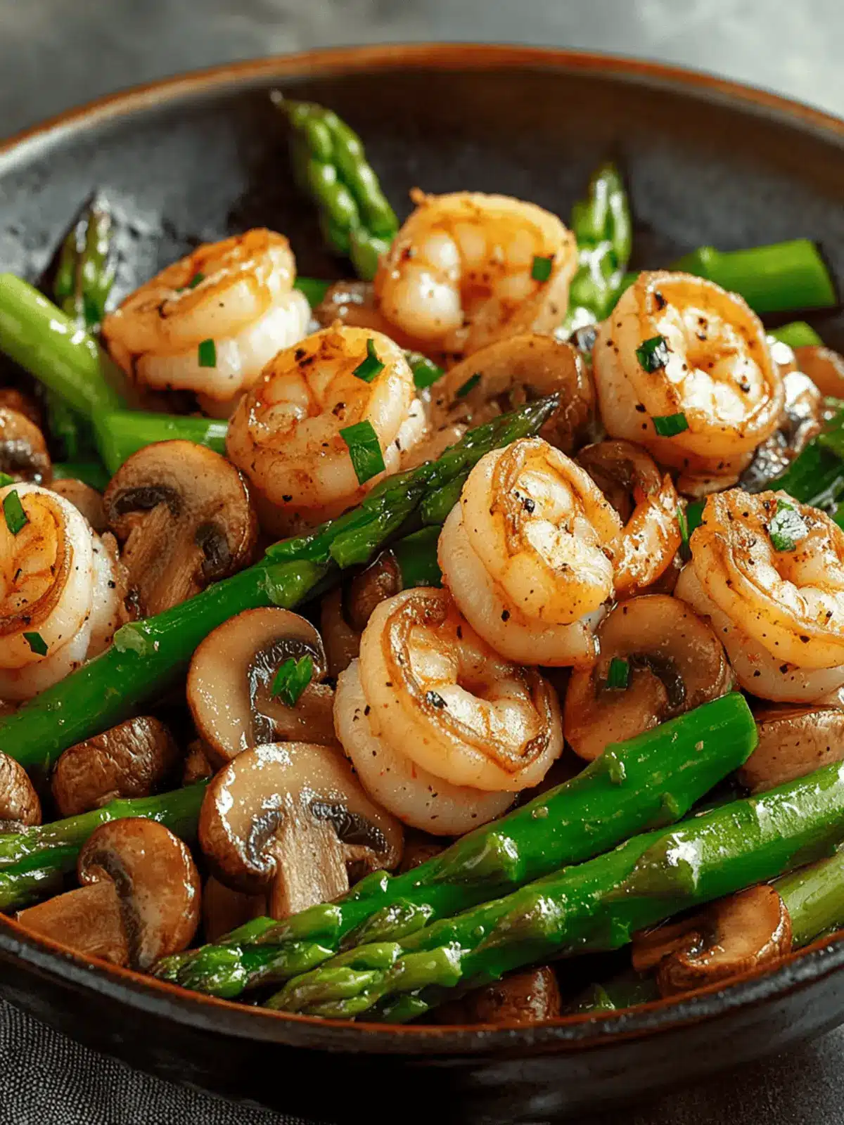 Stir-fried Shrimp Asparagus Mushrooms