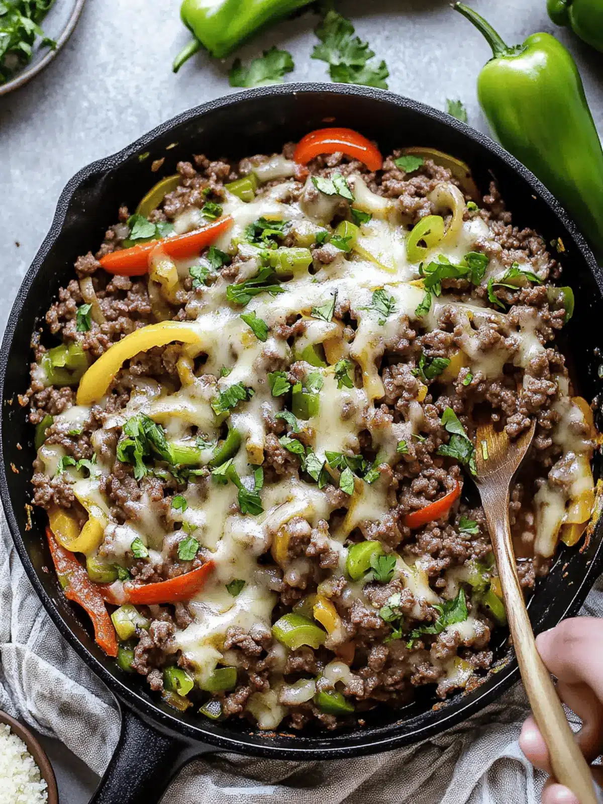 Extra Veggie Ground Beef Philly Skillet