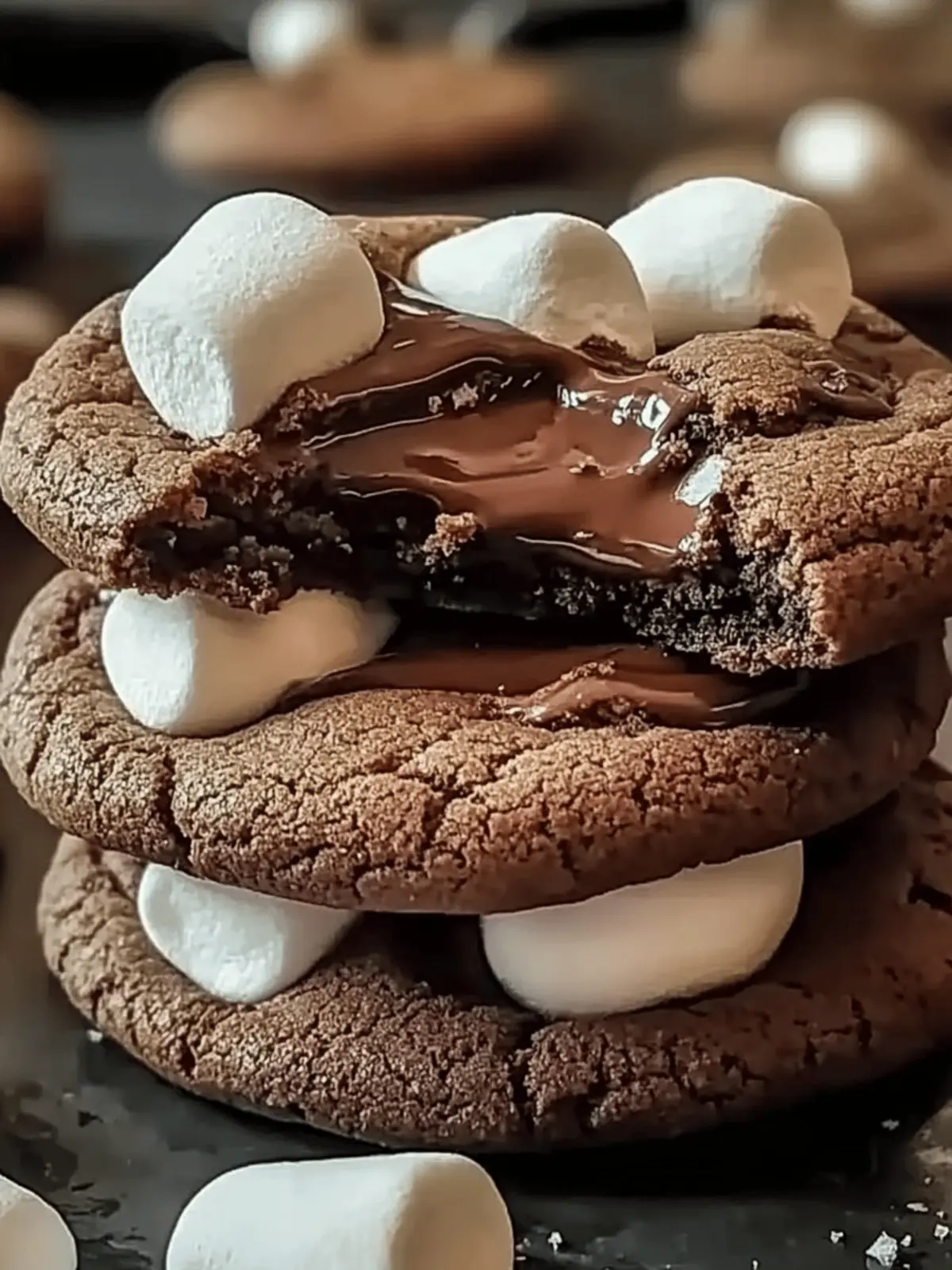 Thick Nutella Marshmallow Cookies with Fudgy Layers