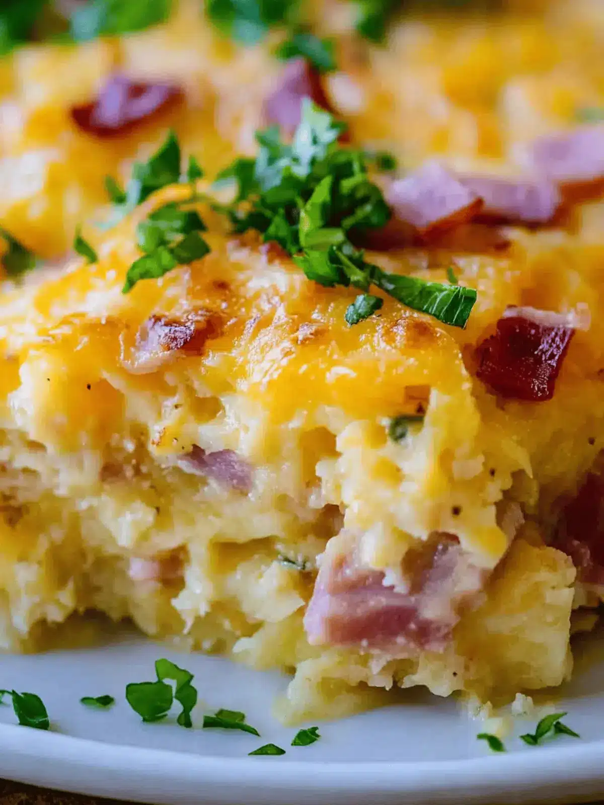 Cheesy Hashbrown Breakfast Casserole with Ham
