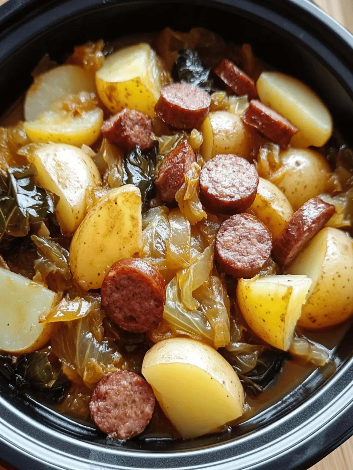 Crock Pot Cabbage, Sausage & Potatoes