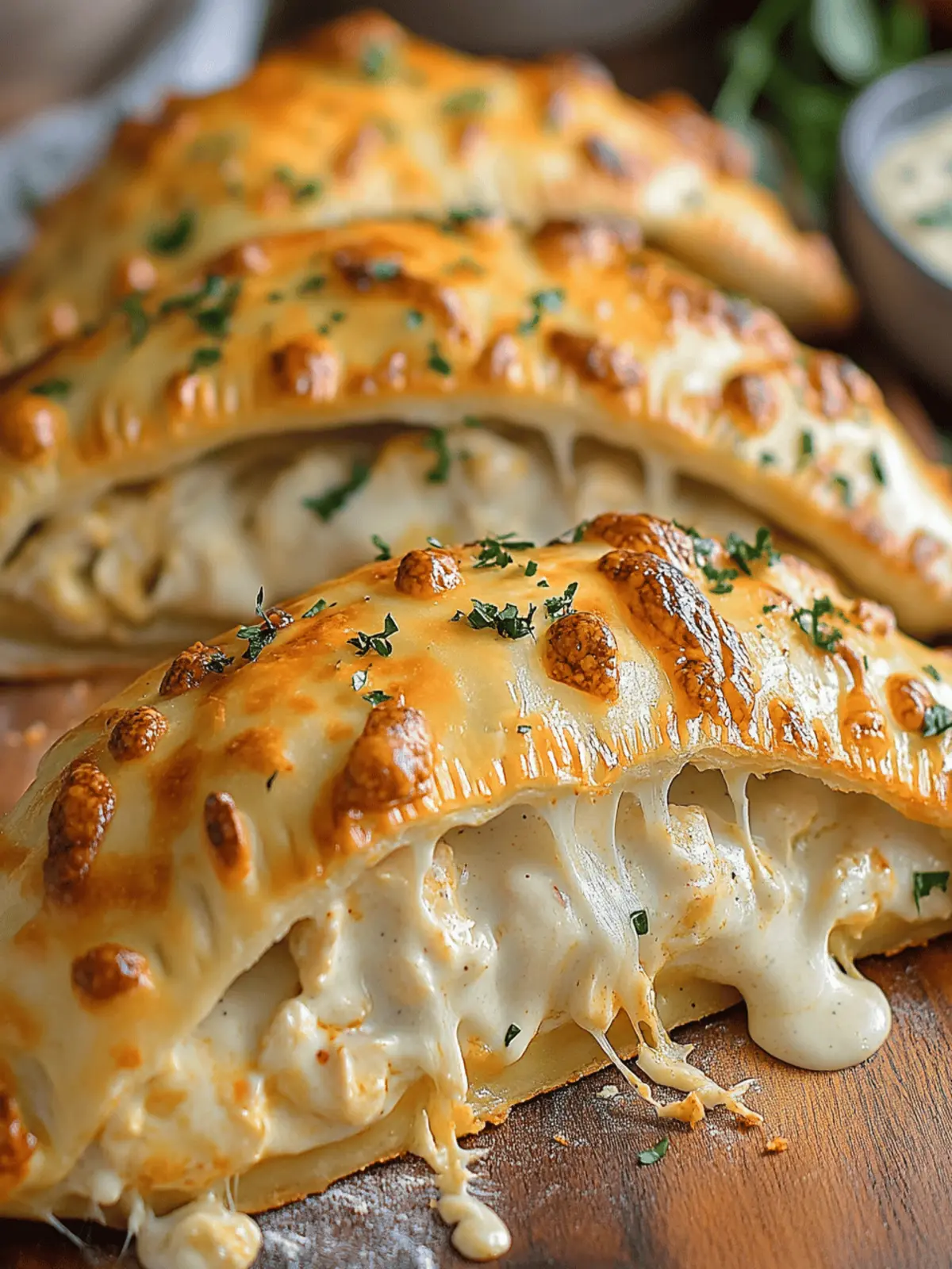 Chicken Alfredo Air Fryer Calzones with Homemade Alfredo Sauce