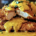 Pretzel Chicken with Mustard-Cheddar Sauce