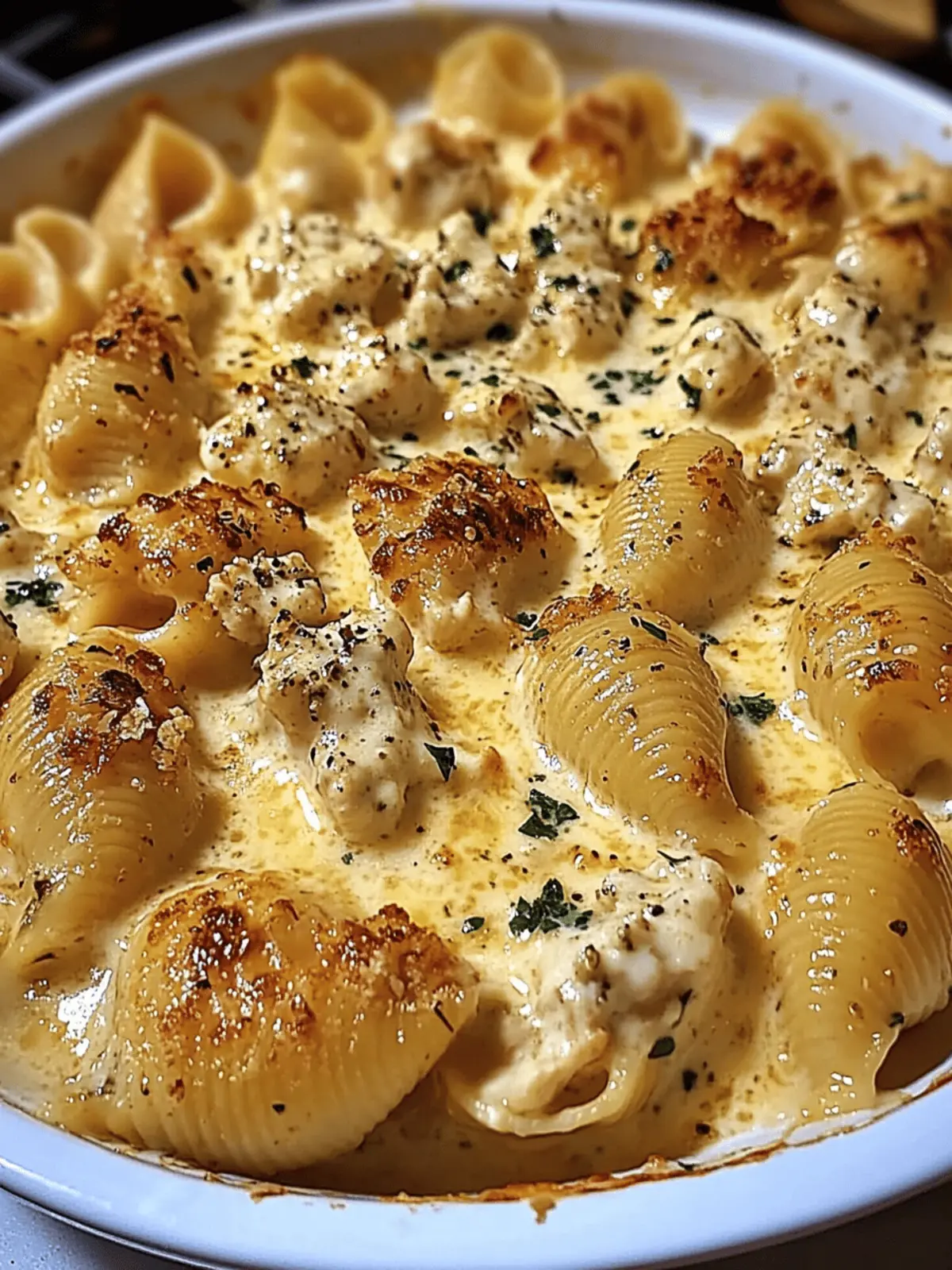Creamy Parmesan Chicken Shells with Melted Mozzarella