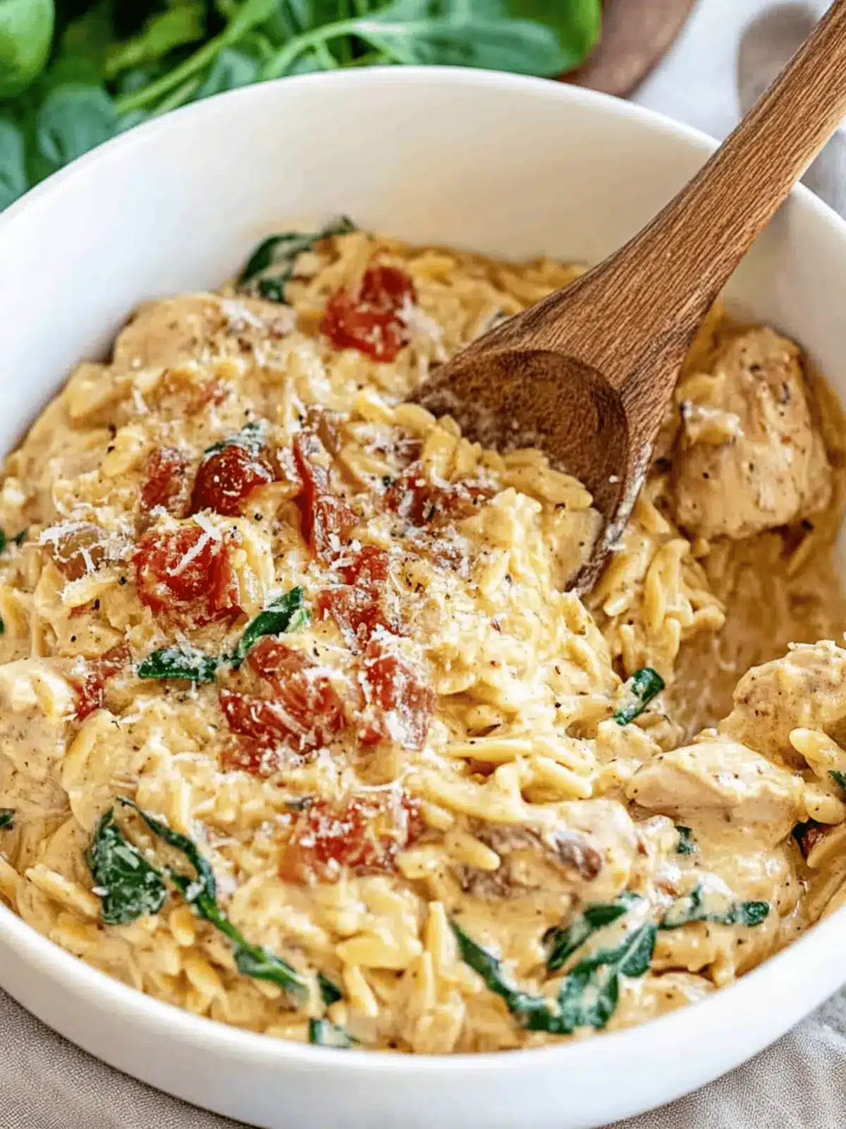 Slow Cooker Creamy Tuscan Chicken Orzo