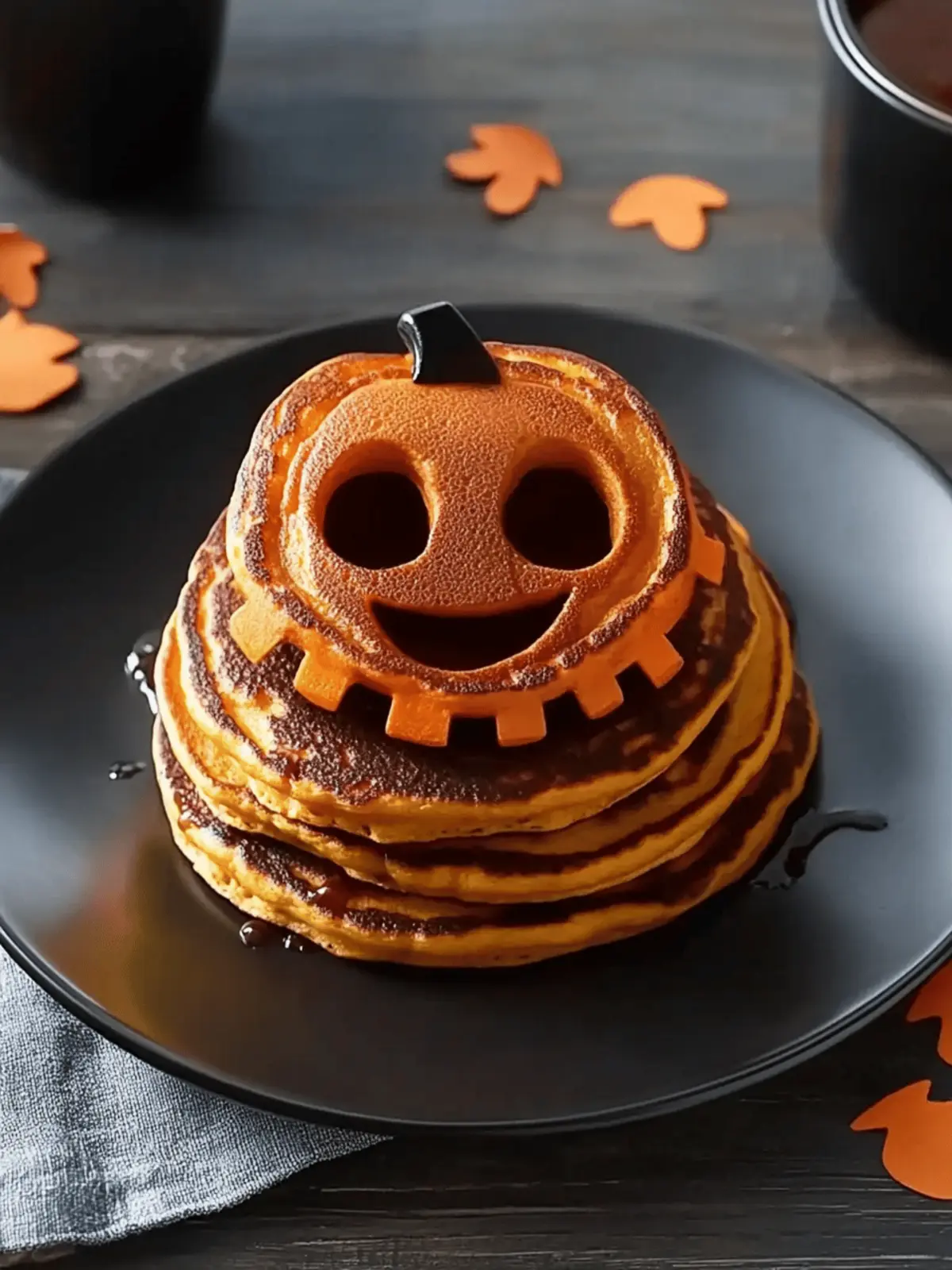 Spooktacular and Fun Jack O Lantern Pancakes