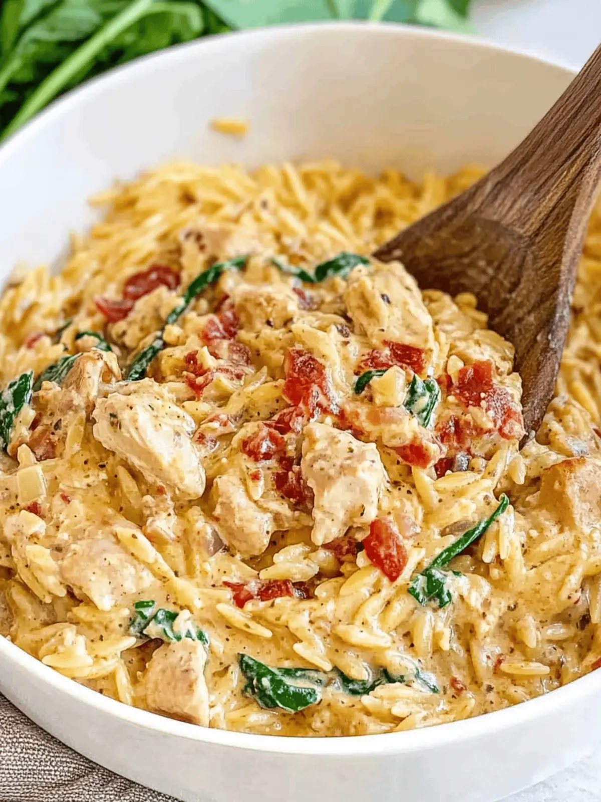 Slow Cooker Creamy Tuscan Chicken Orzo